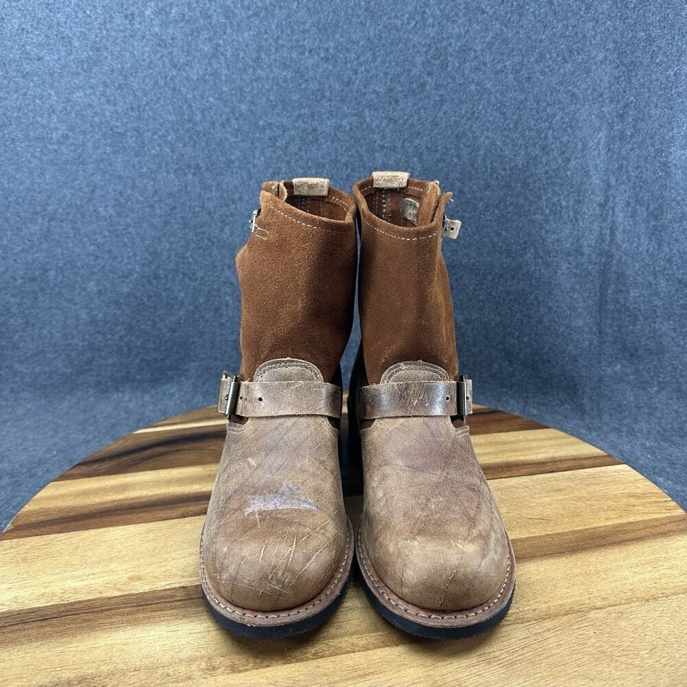 Vintage Distressed Moto Engineer Boots Brown Leather Suede MaxiTred Women's 7M - Picture 3 of 11